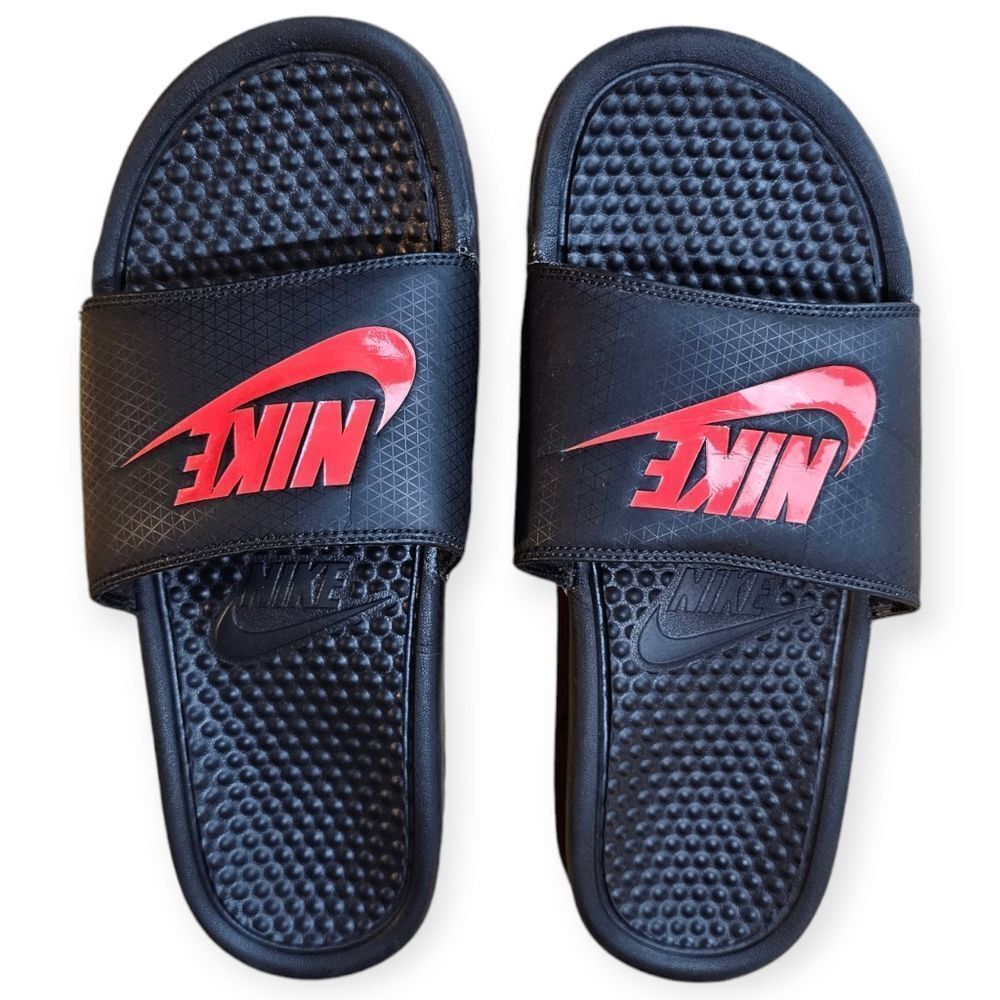 Nike Black Red Slides Womens 10
